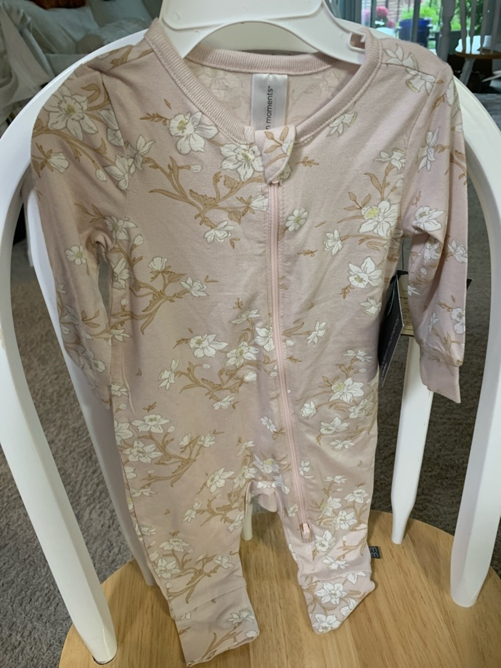 Gerber Pale Pink Floral Zip Footie